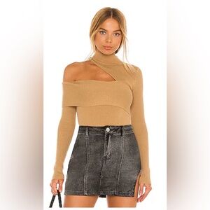 NBD Tan Off-Shoulder Sweater